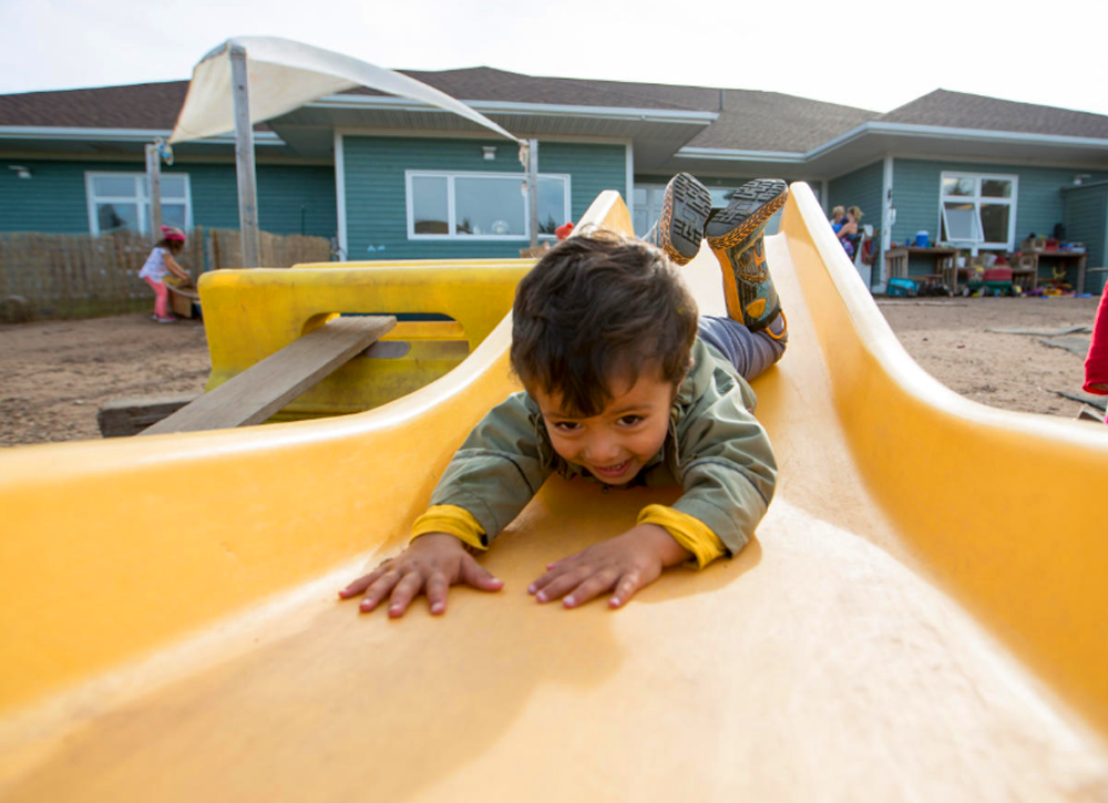 boy on a slide