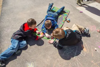 Boys playing outside
