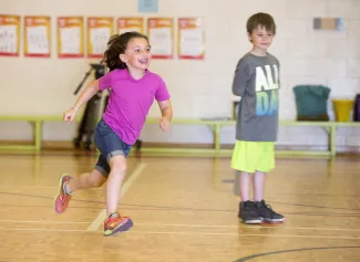 Girl running and playing